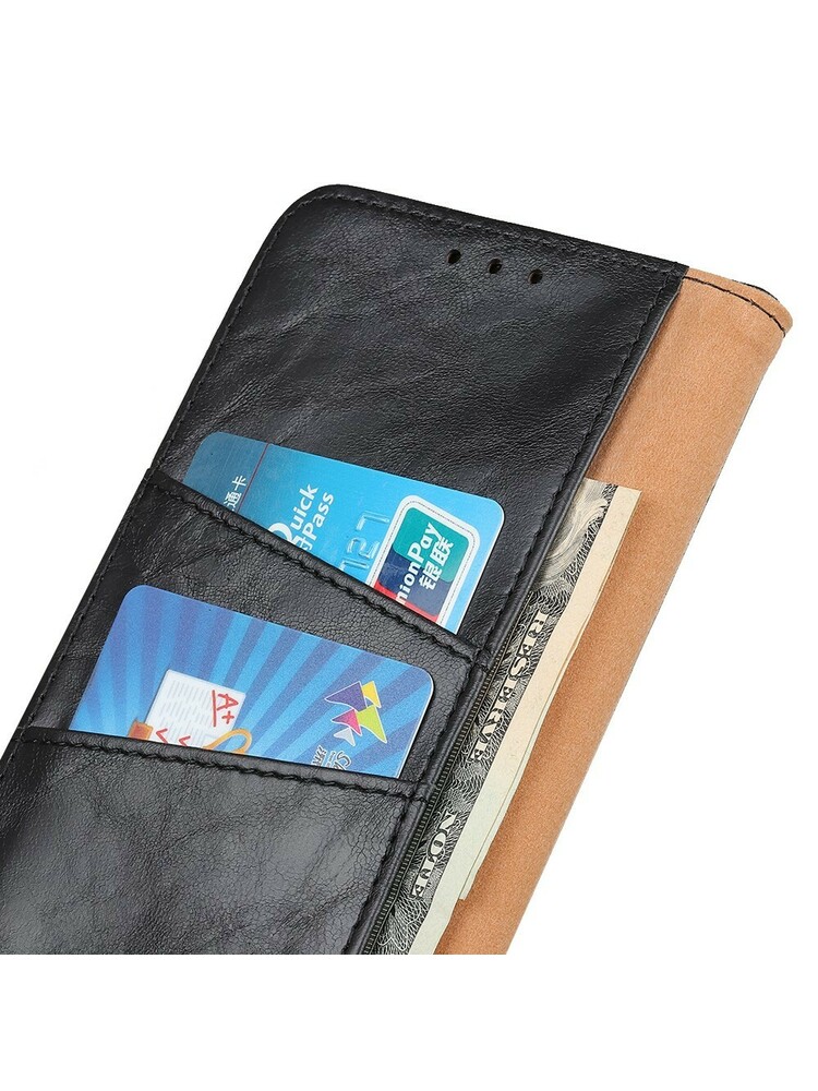 „Crazy Horse Leather“ piniginės dėklas, skirtas „Xiaomi Redmi Note 11“ / „Poco M4 Pro 5G“, juodas