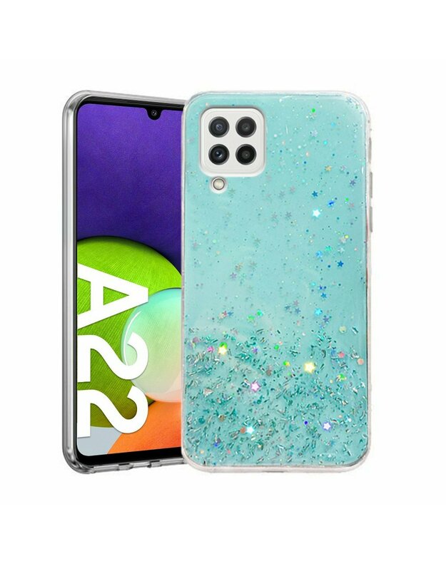 Blizgantis dėklas Samsung Galaxy A22 / M22 4G / LTE, žalias