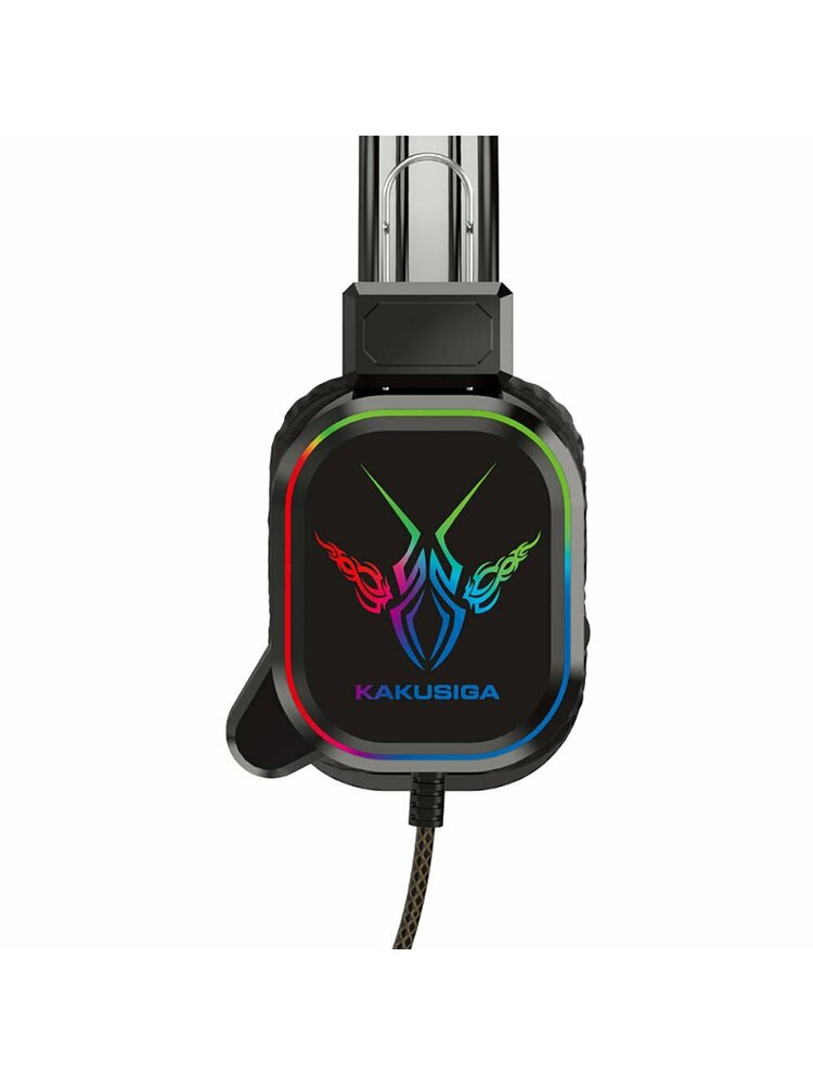KAKUSIGA KSC-581 LED RGB žaidimų ausinės laidinės ant ausies + mikrofonas 2x JACK + USB juodas