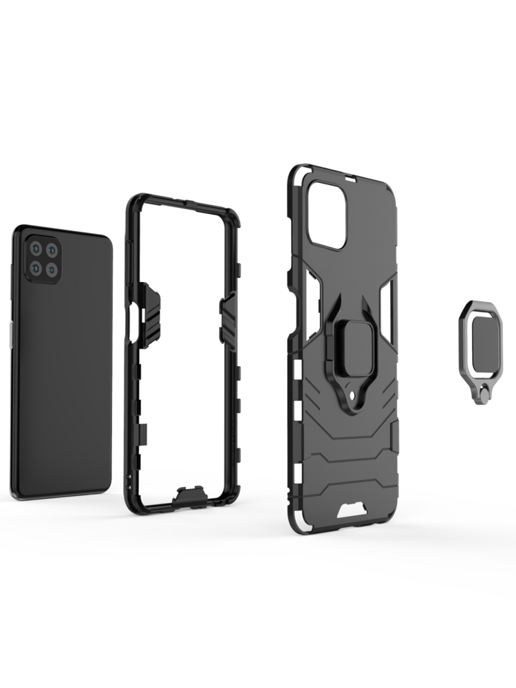 KickStand Ring dėklas, skirtas Samsung Galaxy A22 5G - juodas