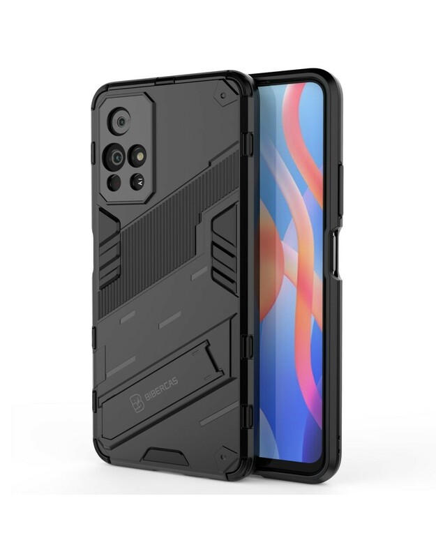 Plastikinis + TPU hibridinis dėklas su Xiaomi Redmi Note 11 5G / Poco M4 Pro 5G, juodas