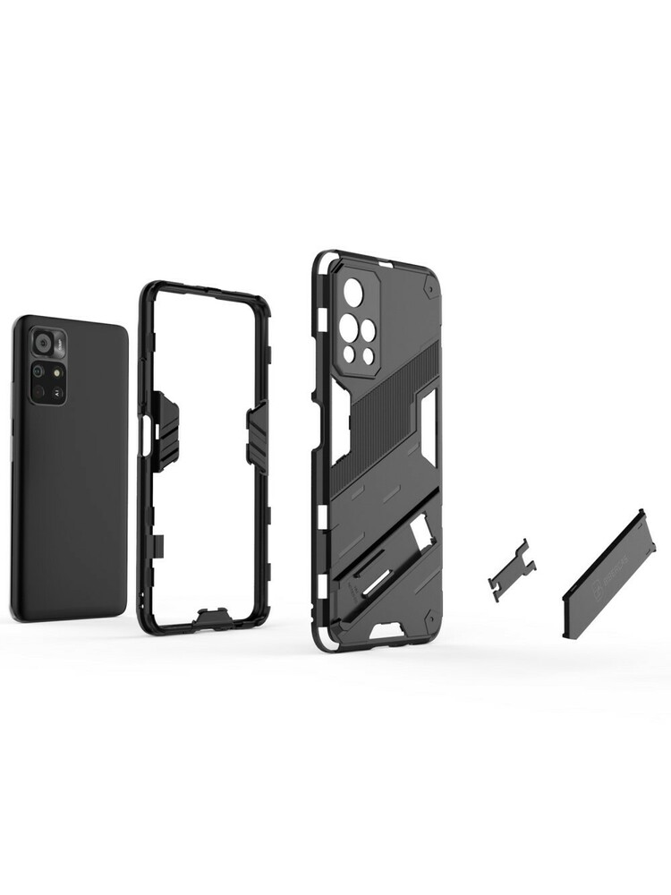 Plastikinis + TPU hibridinis dėklas su Xiaomi Redmi Note 11 5G / Poco M4 Pro 5G, juodas