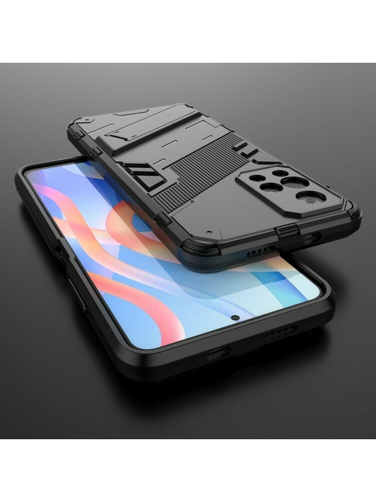 Plastikinis + TPU hibridinis dėklas su Xiaomi Redmi Note 11 5G / Poco M4 Pro 5G, juodas