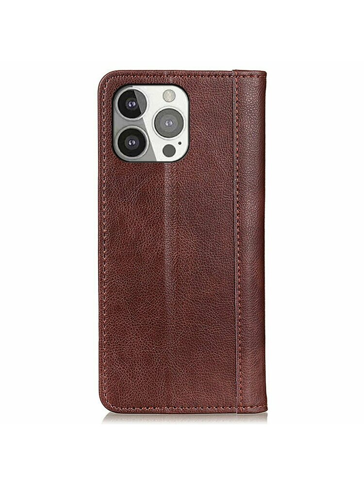 Piniginės dėklas skirtas iPhone 13 Pro, Litchi Leather, Brown