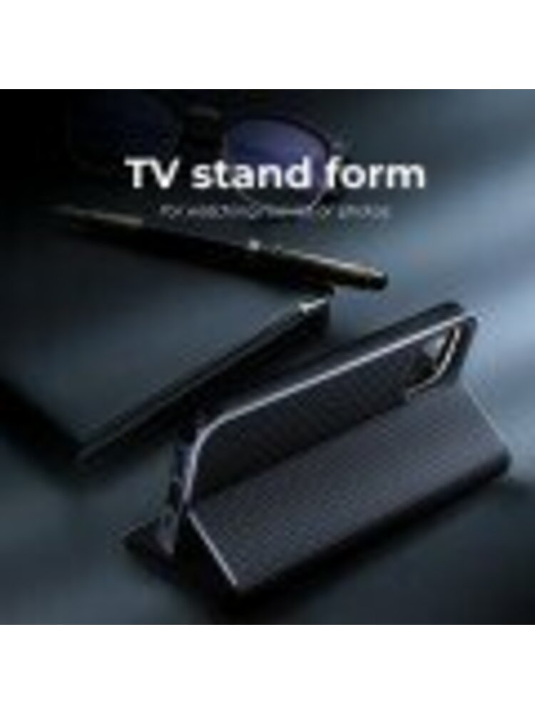 A72 LTE (4G)“ juodas ,Forcell LUNA Book Carbon“ dėklas, skirtas „Samsung Galaxy A72 LTE