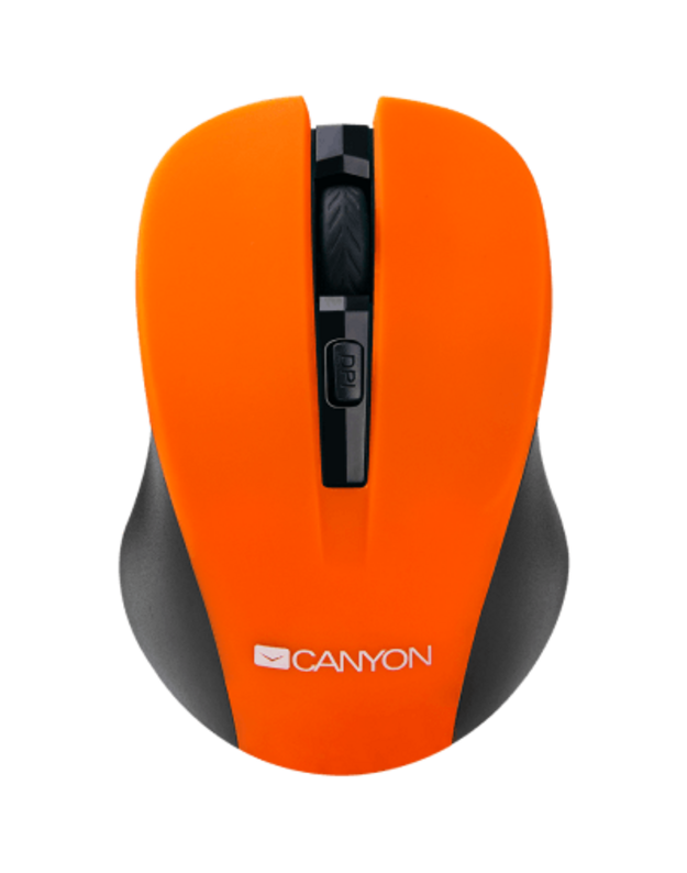 CANYON MW-1 2.4GHz wireless optical mouse with 4 buttons, DPI 800/1200/1600, Orange, 103.5*69.5*35mm, 0.06kg