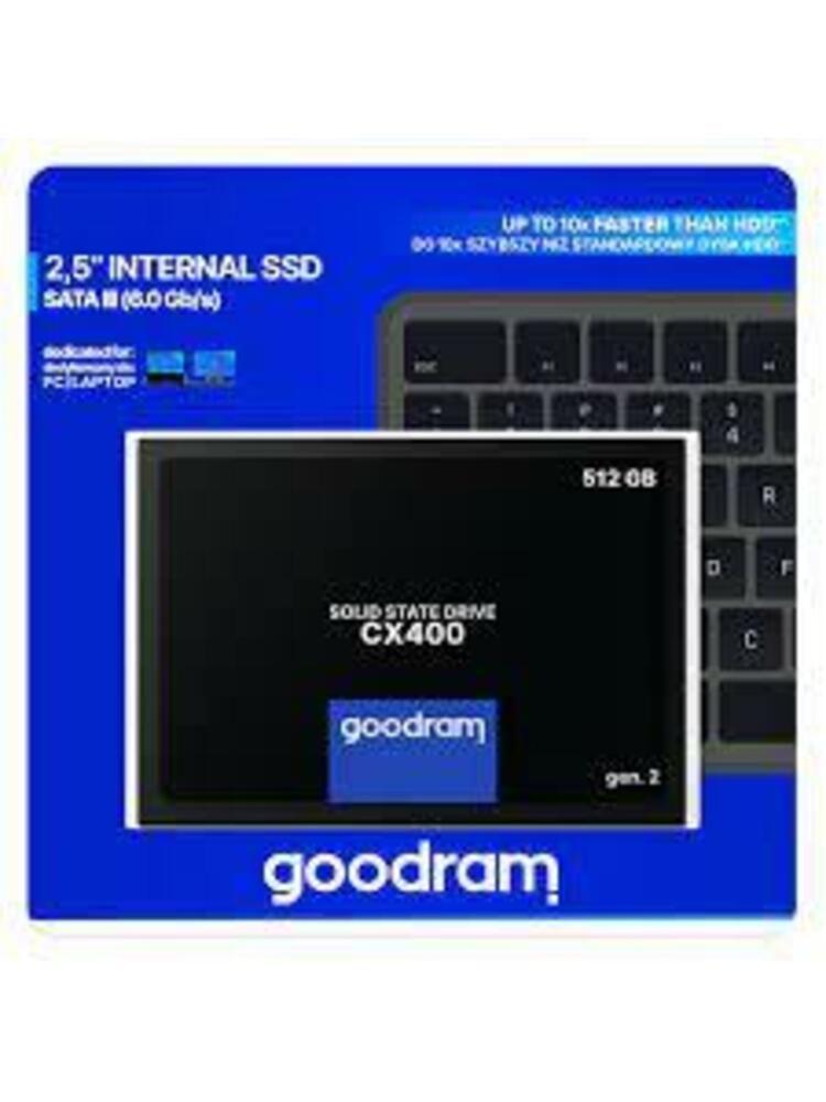 GOODRAM CX400 512 GB SSD, 2,5 ”7 mm, SATA 6 Gb / s, skaitymas / rašymas: 550/500 MB / s