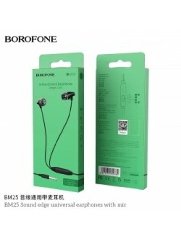 Laidinės ausinės, BOROFONE BM25 Sound Edge universalios 3.5 jack, su mikrofonu 1.2m