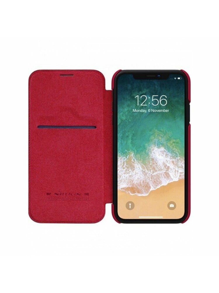 „Nillkin Qin“ odinis dėklas, suderinamas su „Samsung G960 Galaxy S9“, (raudonas, atverčiamas, PU oda, plastikas)