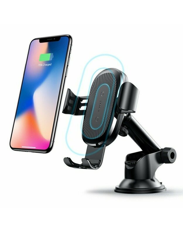 BASEUS CAR MOUNT WIRELESS CHARGER PHONE HOLDER WITH ADJUSTABLE ARM BLACK (WXYL-A01)