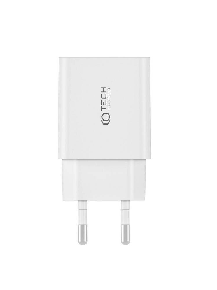 Sieninis įkroviklis 2x USB-C PD 35W + USB-C laidas - USB-C baltas