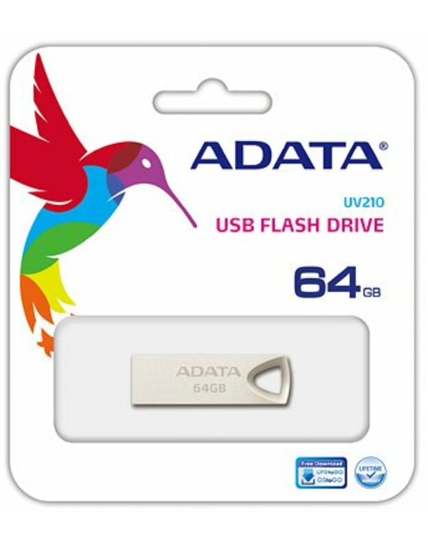 Atmintinė A-data UV210 64GB, USB 2.0, Sidabrinė