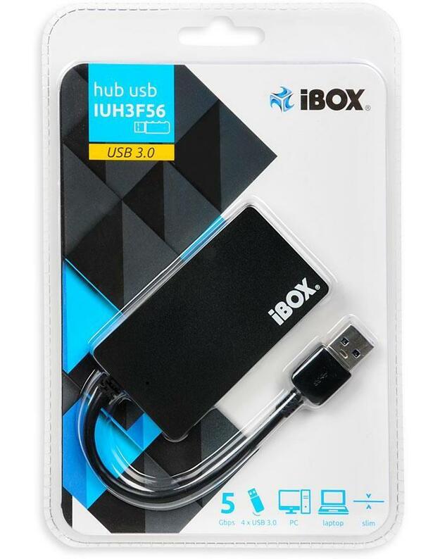 I-BOX HUB USB 3.0 SLIM, 4 jungčių, Juodas