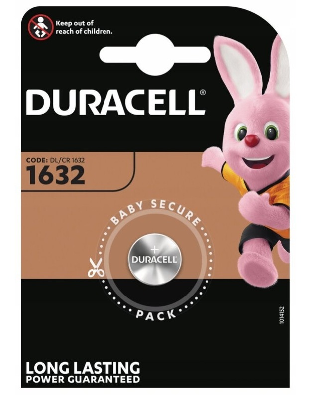 Duracell 5000394007420 Lithium 1632 Coin Cell Battery B1 Orange/Black