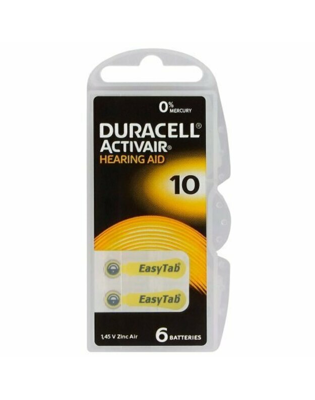  Duracell A10/DA10/ZL10, Zinc air cells, 6 pc(s) 