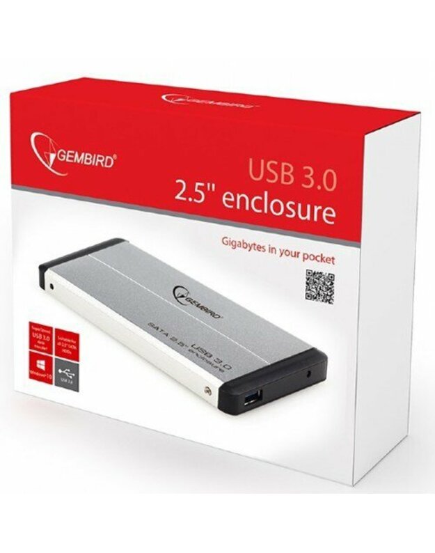 Gembird EE2-U3S-2 External 2.5" enclosure, USB3.0, Silver