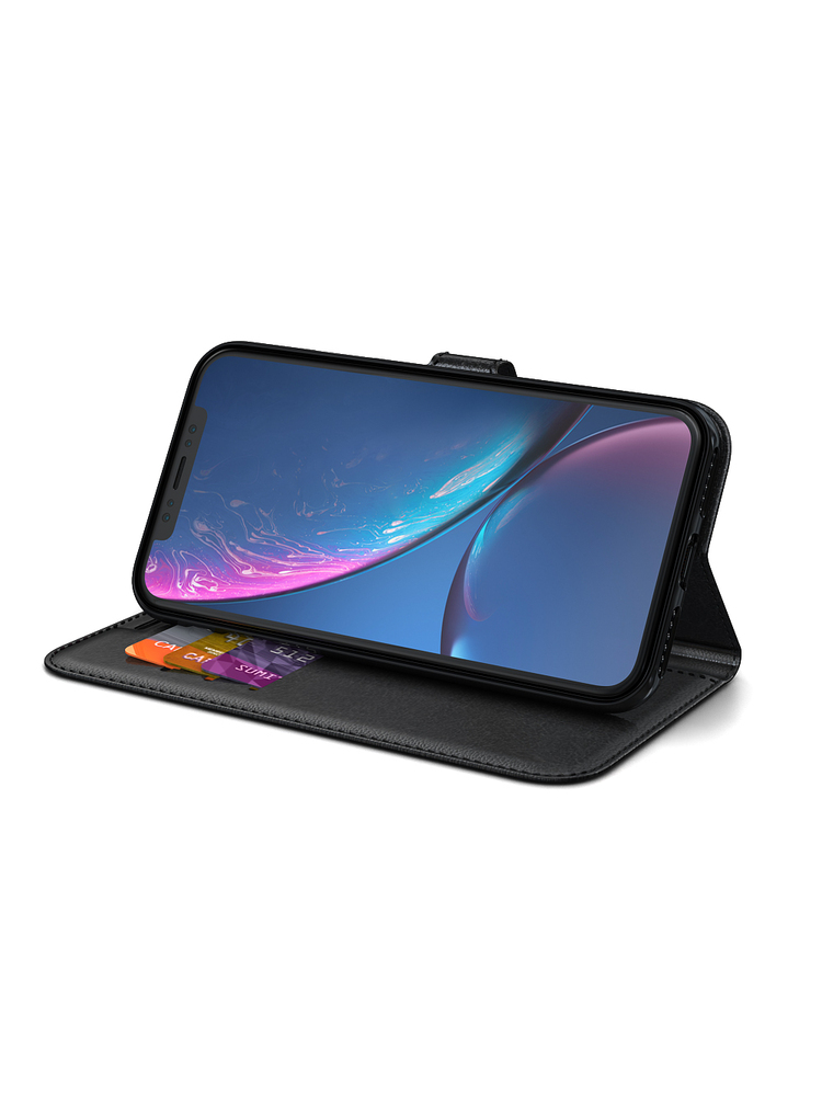 Juodas atverčiamas dėklas Samsung Galaxy S21 Plus "BeHello Gel Wallet"