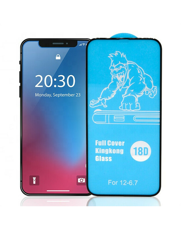 LCD apsauginis stikliukas 18D Airbag Shockproof Apple iPhone 12 / 12 Pro juodas