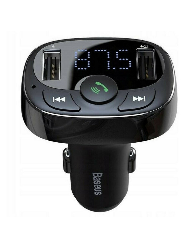 Baseus Transmiter FM Bluetooth karty TF SD kroviklis automobiliui 2x USB juoda