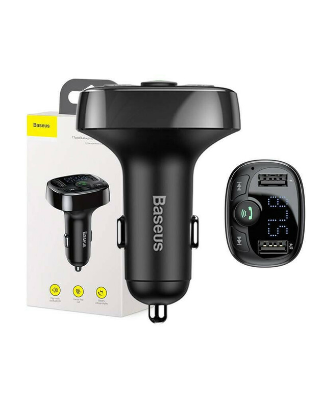Baseus Transmiter FM Bluetooth karty TF SD kroviklis automobiliui 2x USB juoda