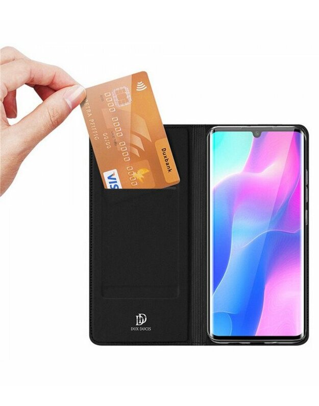 Juodas atverčiamas dėklas Xiaomi Mi Note 10 Lite telefonui "Dux Ducis Skin Pro"