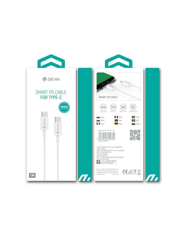 Devia Smart PD cable USB-C - USB-C 3A 60W 20V white