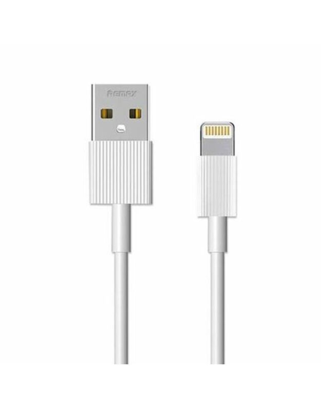 USB laidas - 8 kontaktų „Remax RC-120i Chaino“, 0,3 m, apvalus, 3,0 A, silikonas, spalva: balta