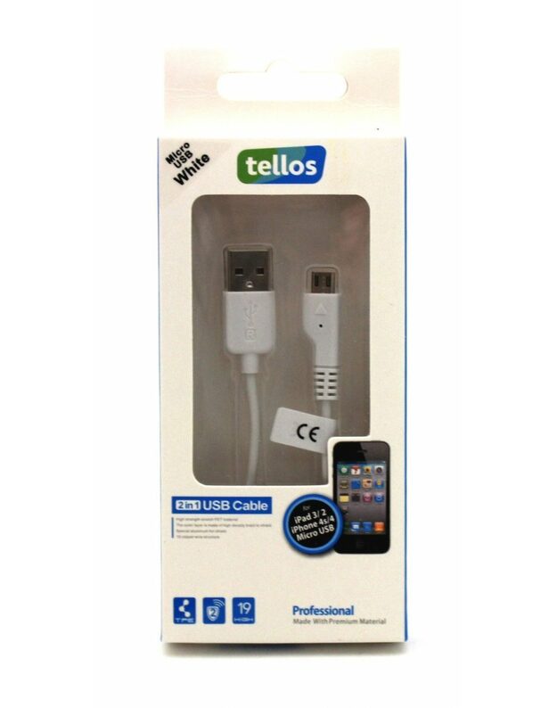 USB kabelis Tellos Professional microUSB FastCharging juodas, 0.8m 