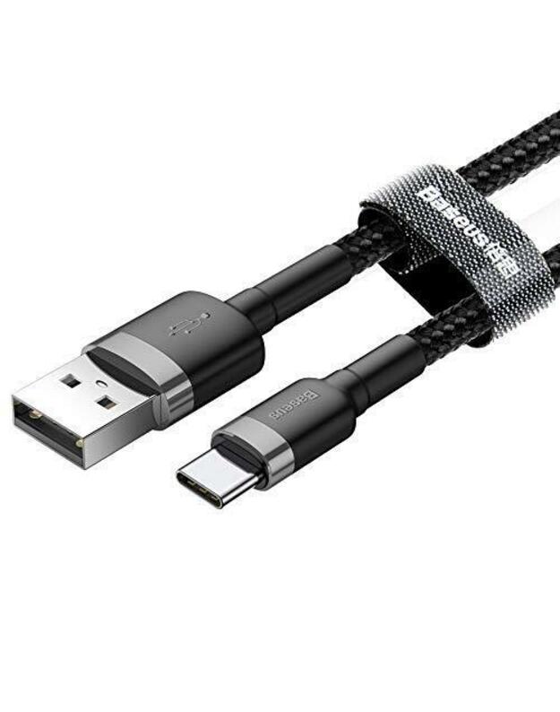 Laidas „Baseus Cafule“ USB-C kabelis 2A 3m (juodas + pilkas)