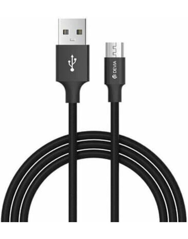 USB kabelis Devia Pheez microUSB 1.0m 2.4A juodas 