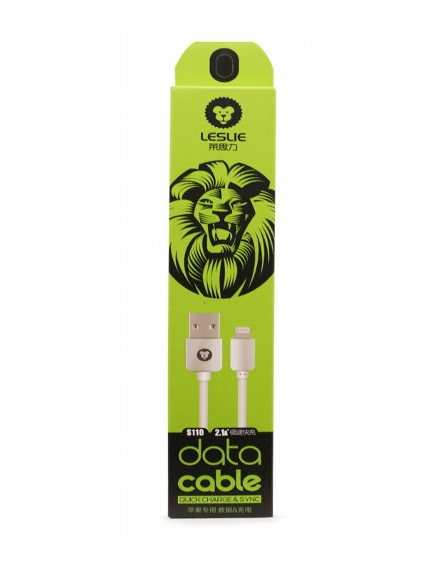 USB kabelis "Leslie" S110 "Lightning" FastCharging baltas, 1.0m