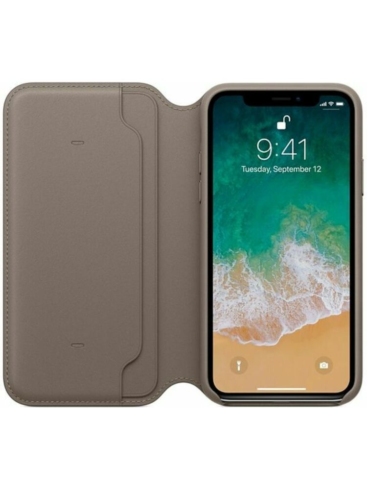 Apple iPhone X/Xs Leather Folio case Taupe