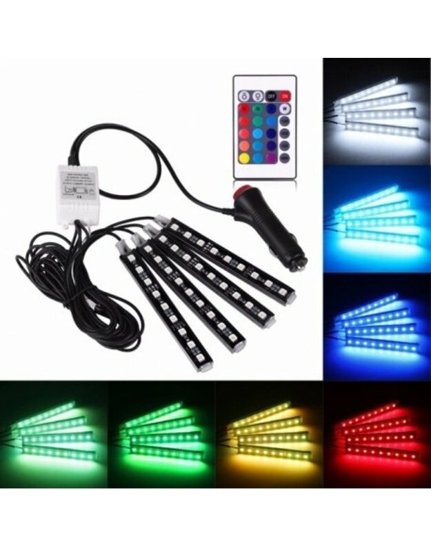 Automobilio LED RGB Lazdelės 12CM