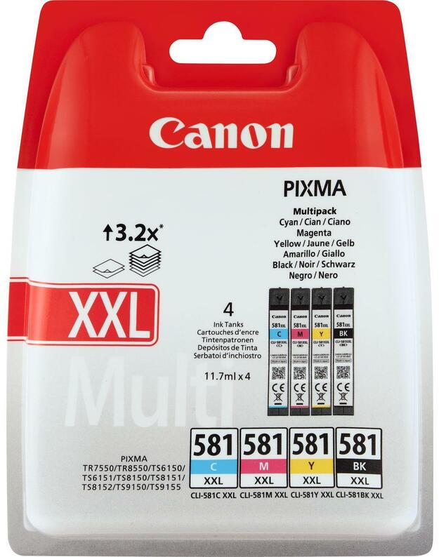 Canon CLI-581 C/M/Y/BK XXL ink cartridge, multipack