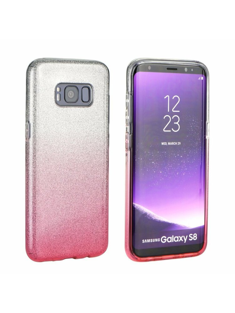 Silikoninis dėklas Shining Gel, Huawei P Smart 2019, sidabrinis/ rožinis