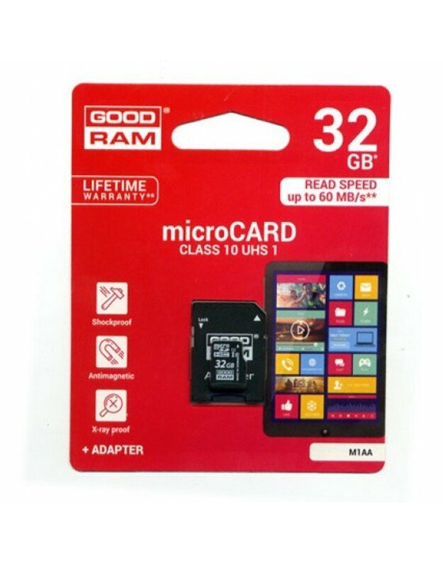 GOODRAM microSDHC 32GB Class 10 UHS-I + SD Adapter 
