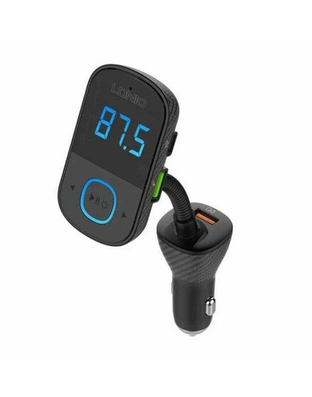 FM siųstuvas LDNIO C705Q su „Bluetooth“, 2x USB + USB-C (juodas)
