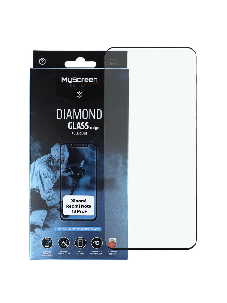 Grūdintas stiklas Xiaomi Redmi Note 13 Pro+ 5G, juodu rėmeliu MyScreen Diamond Glass Edge 3D 