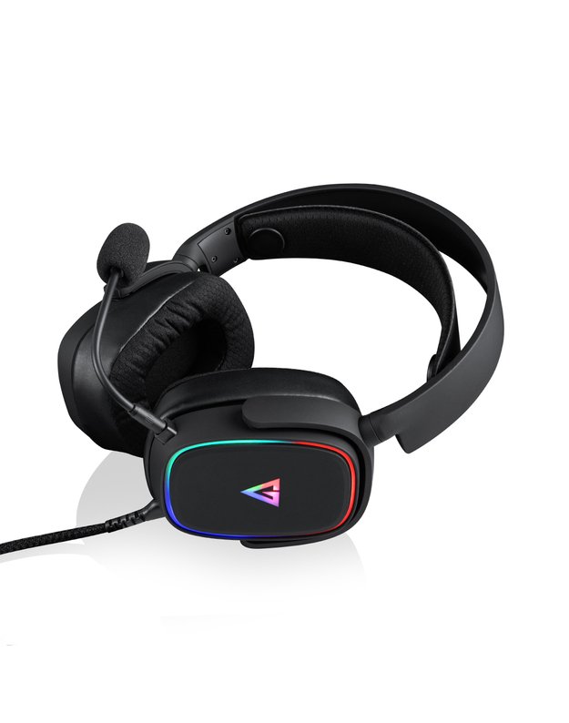 Žaidimų ausinės su mikrofonu Modecom Volcano MC-899 Prometheus juodos RGB LED