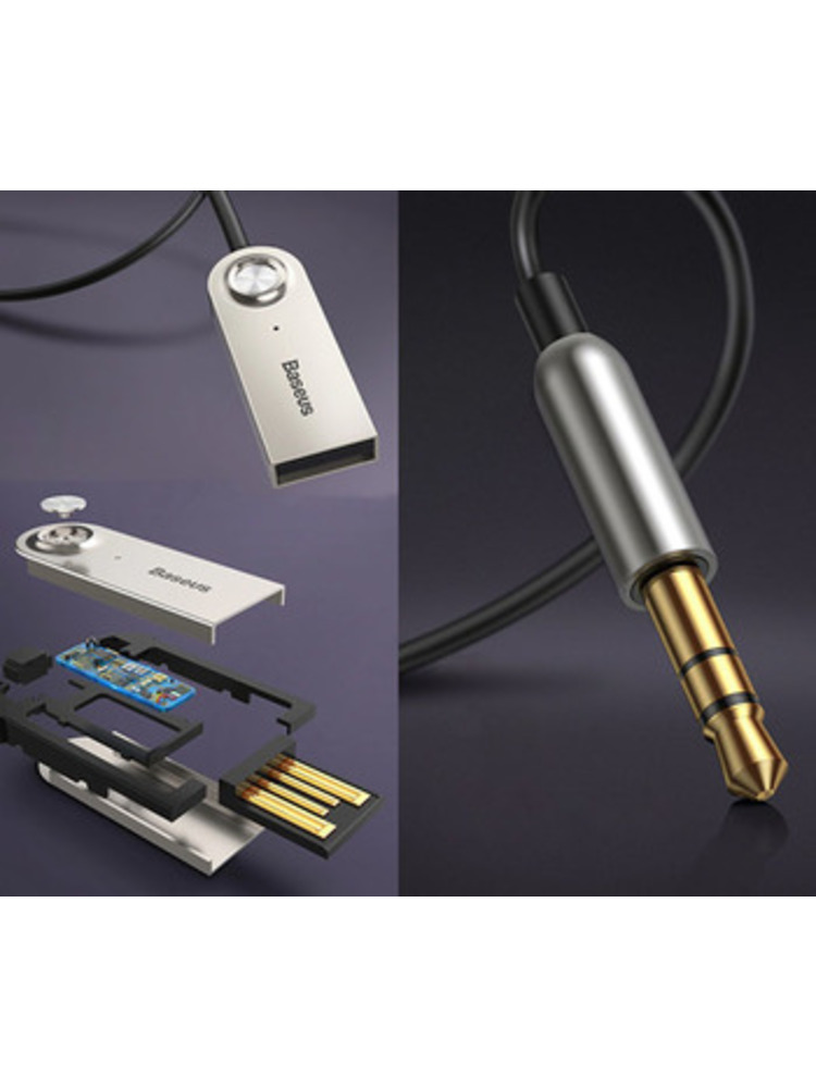 Telefono laidas USB, Mini Jack 3.5 mm Adapteris Baseus Usb Wireless Bluetooth 5.0 Aux Adapter Jack Cable, juodas