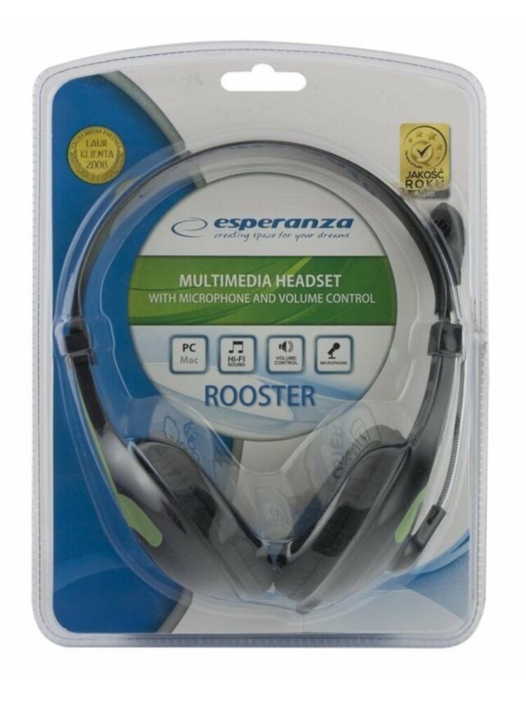 ESPERANZA EH158G ROOSTER - Ausinės su mikrofonu, garso reguliacija