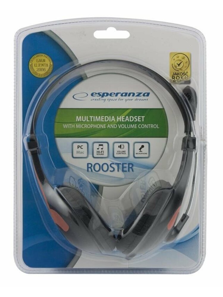 ESPERANZA EH158R ROOSTER - Ausinės su mikrofonu, garso reguliacija