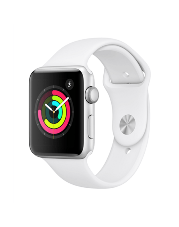 Apple Watch Series 3 GPS 42mm Sidabrinio aliuminio korpusas su baltu dirželiu