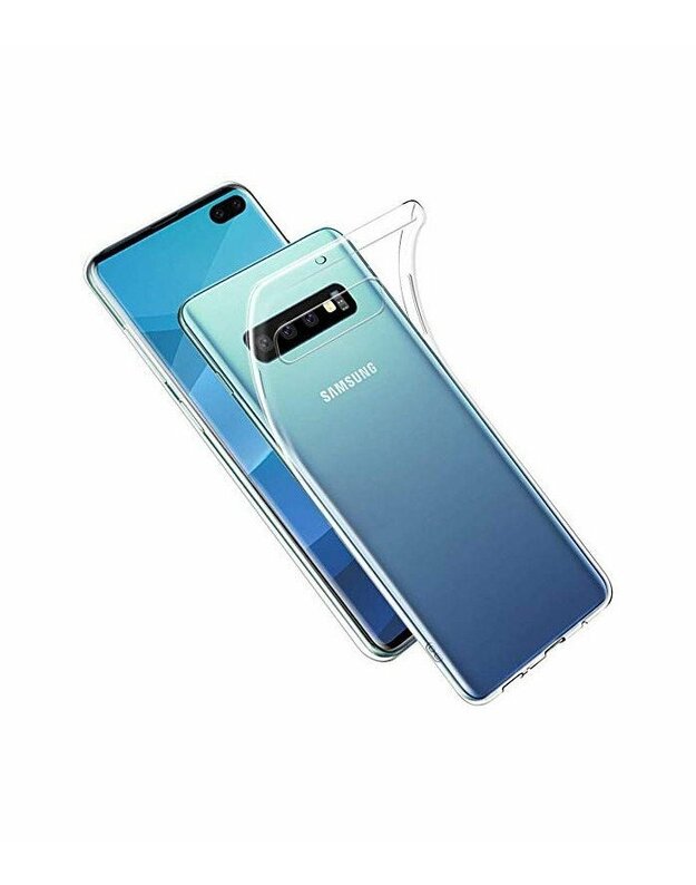 Skaidrus plonas 0,3mm silikoninis dėklas Samsung Galaxy S10 Plus telefonui