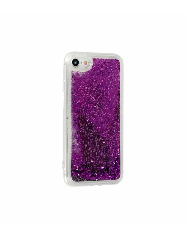 Violetinis silikoninis dėklas su blizgučiais Samsung Galaxy S10 Plus telefonui "Liquid Case"