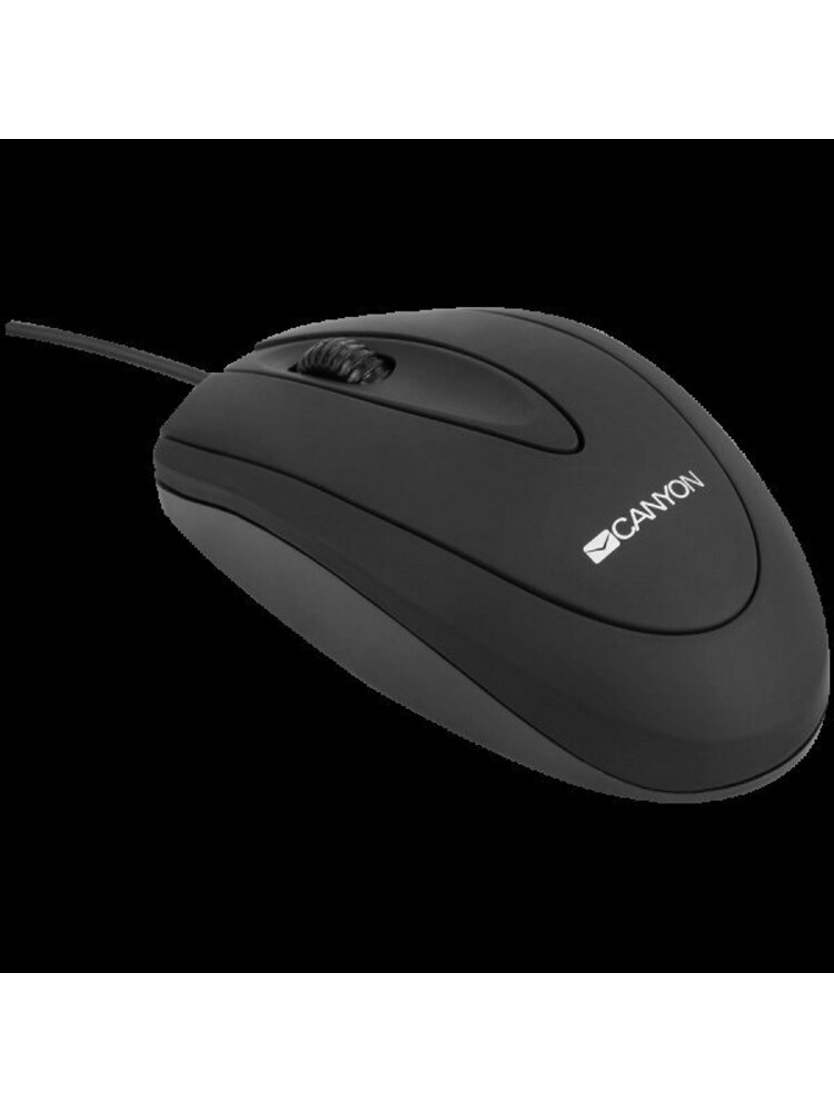 CANYON CM-1 wired optical Mouse with 3 buttons, DPI 1000, Black, cable length 1.15m, 100*51*29mm, 0.07kg | Akcija "IŠPARDAVIMAS"