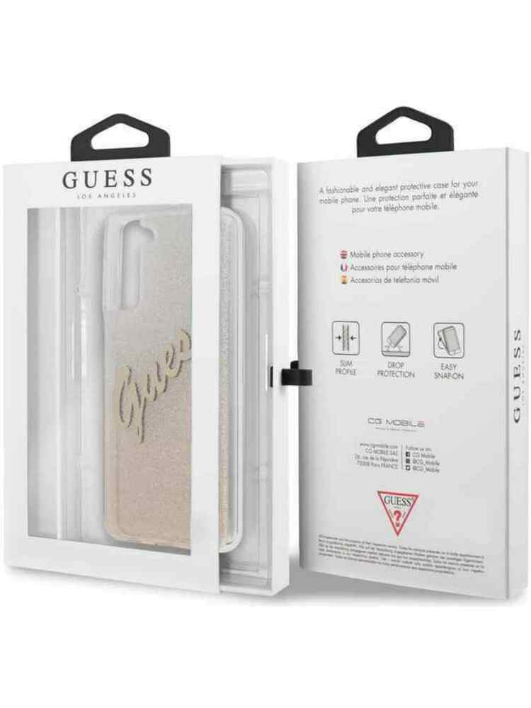 Guess Gradient Vintage GlitterCase Samsung Galaxy S21 Ultra Goud