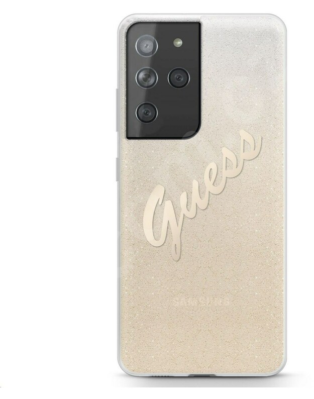 Guess Gradient Vintage GlitterCase Samsung Galaxy S21 Ultra Goud