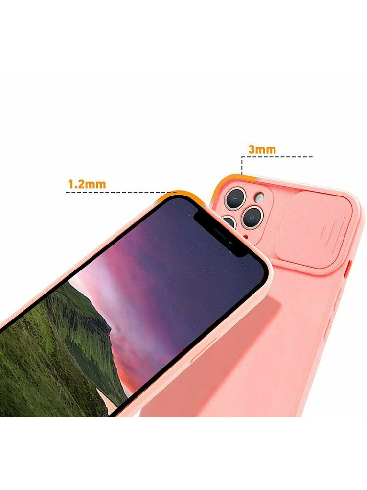 Dėklas IPHONE SE 2022 / SE 2020 / 7 / 8 Nexeri Silicone Lens Privacy Slider Camera Cover persik