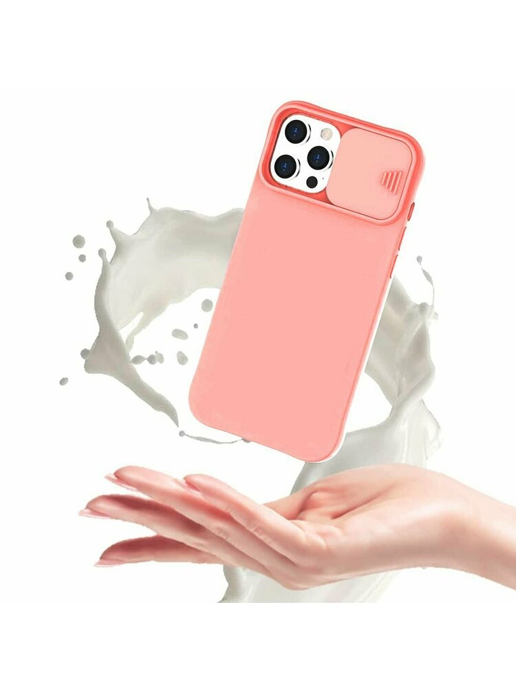 Dėklas IPHONE SE 2022 / SE 2020 / 7 / 8 Nexeri Silicone Lens Privacy Slider Camera Cover persik